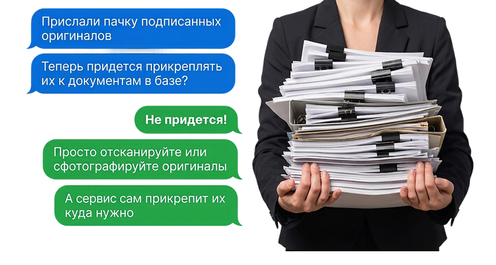 Автоматическое прикрепление распознанных оригиналов к документам
